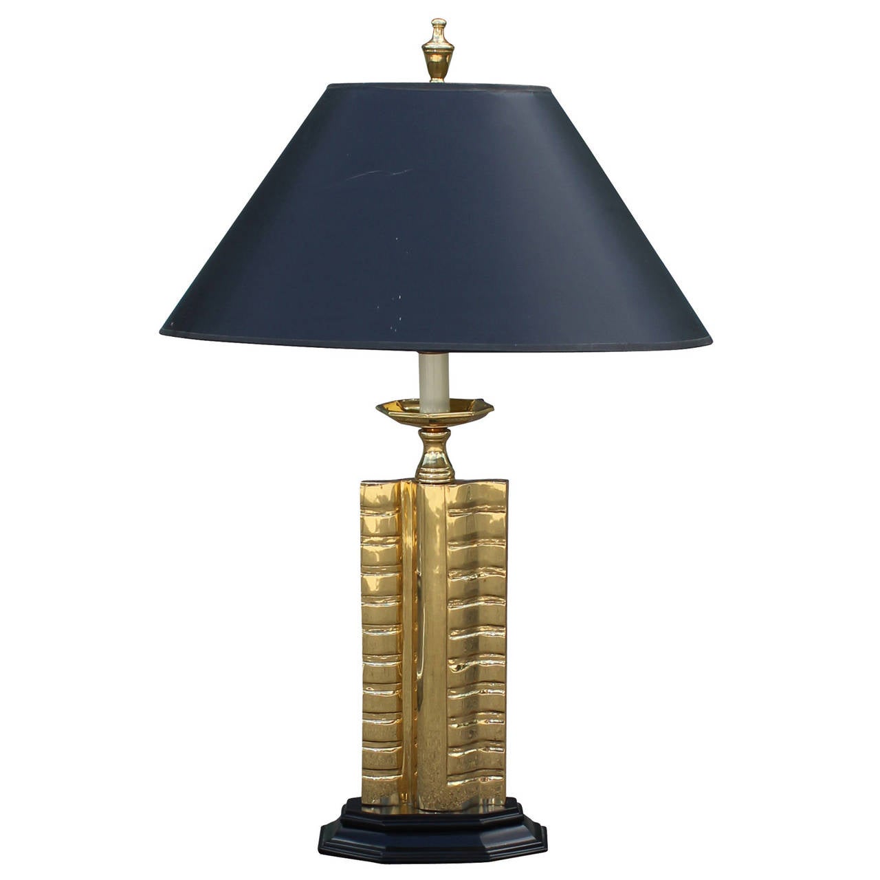 Late 20th Century Brilliant Pair of Gold and Black Hollywood Regency Table Lamps