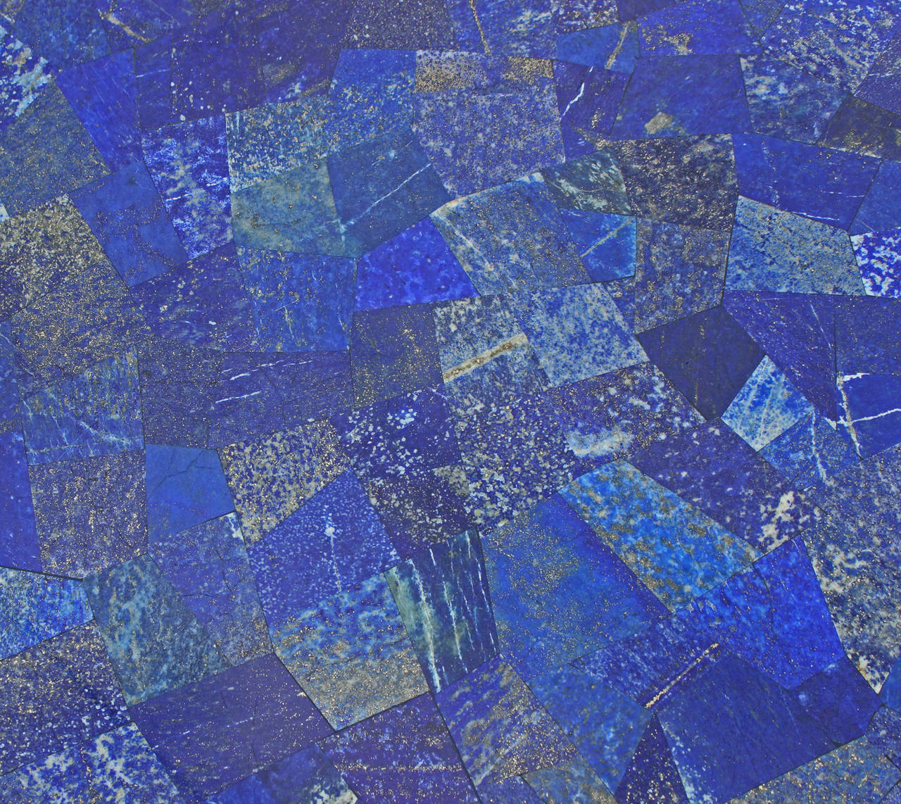 Breathtaking Blue Lapis Lazuli Table with Polish Brass Legs In Excellent Condition In Houston, TX
