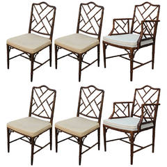 Set of Six Faux Bamboo Dining Chairs