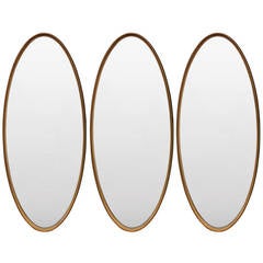 Trio of LaBarge Gold Leaf Oval Mirrors