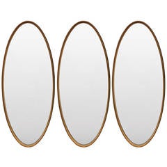 Trio of LaBarge Gold Leaf Oval Mirrors