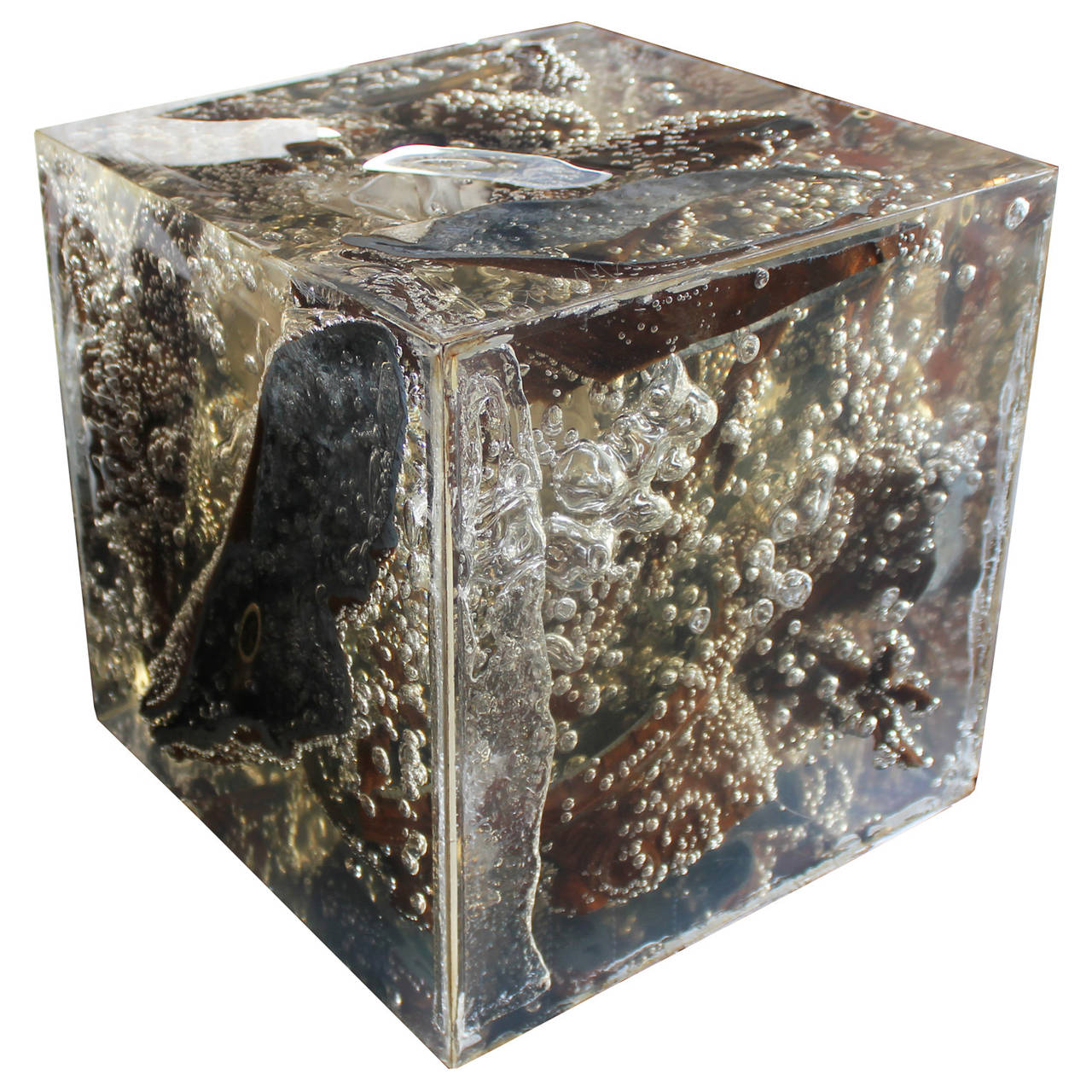 Unique Arman Resin Modern Cube Sculpture In Excellent Condition In Houston, TX