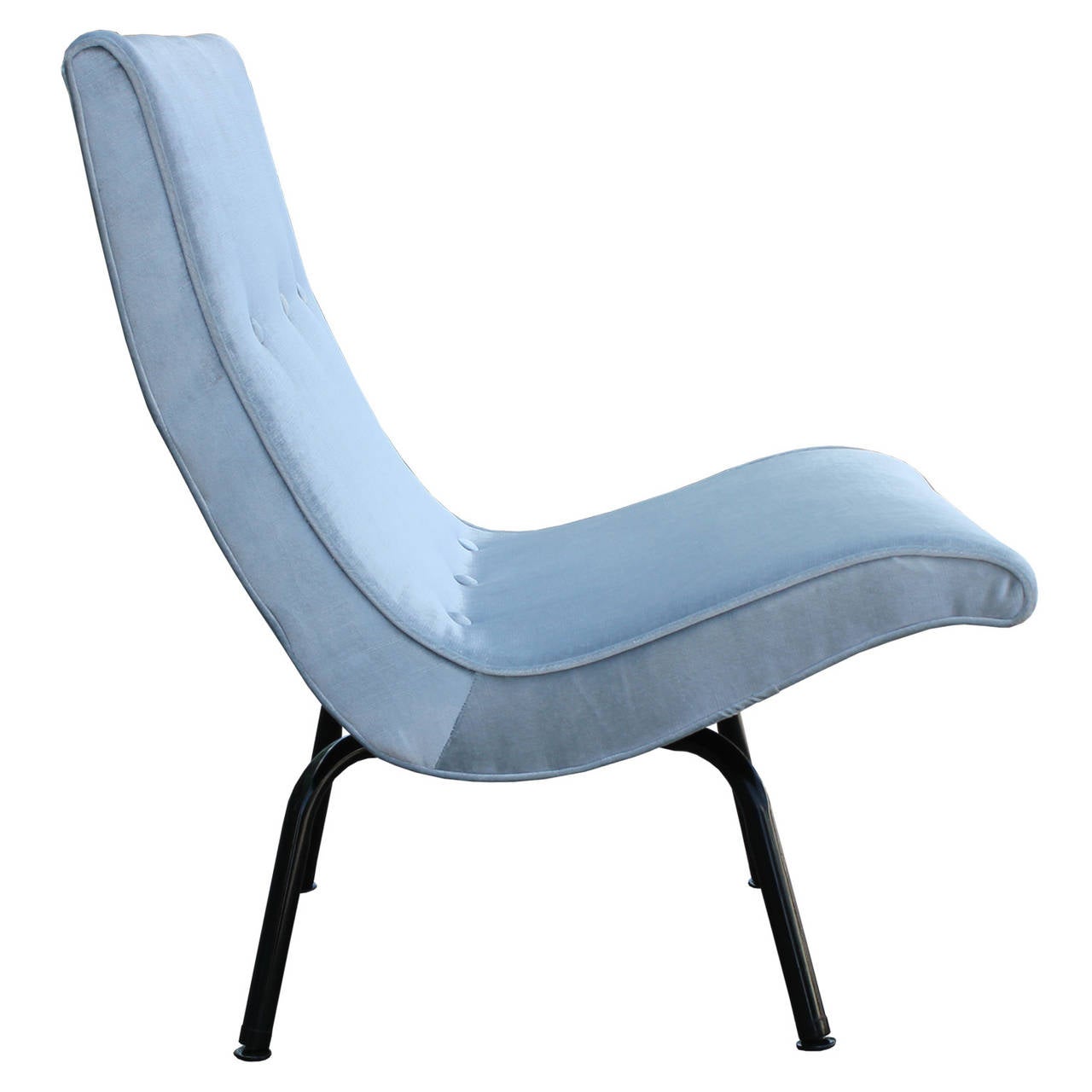 American Striking Luxe Pair of Scoop Light Blue Velvet Lounge Chairs