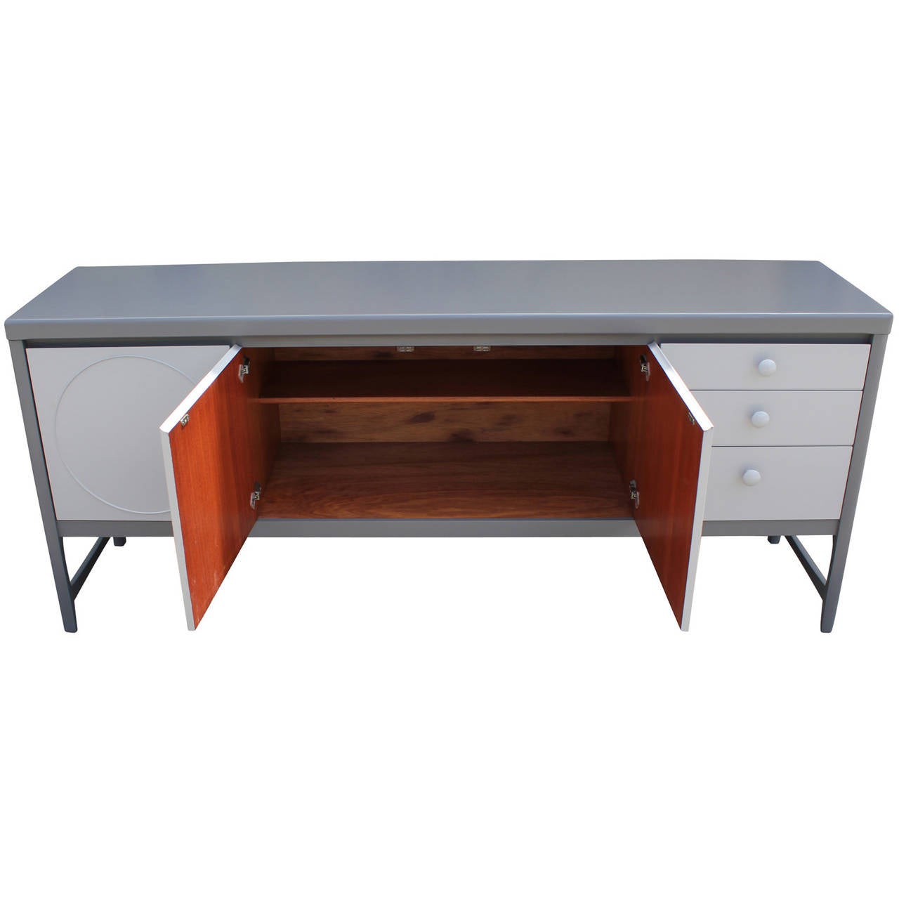 European Two-Tone Grey Lacquered Sideboard