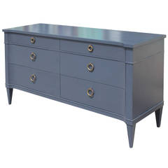 Retro Gorgeous French Blue Grey Dresser with Brass Handles