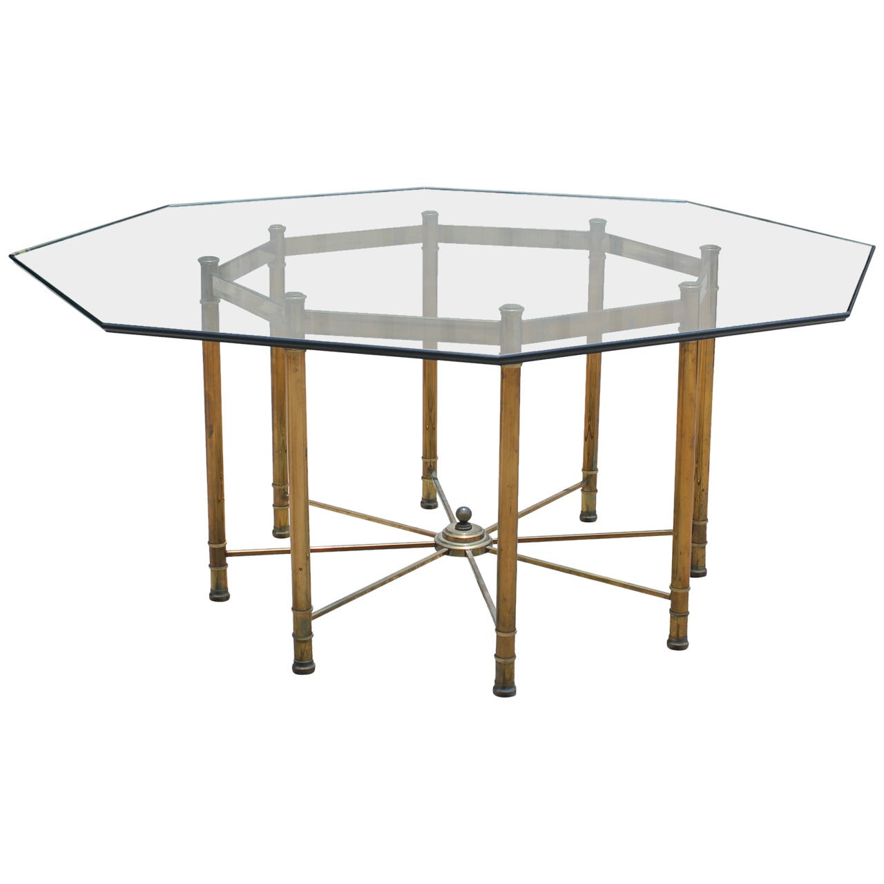 Large Brass Octagon Dining Table by Mastercraft