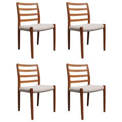 Lovely Set of Four Teak JL Moller Danish Dining Chairs