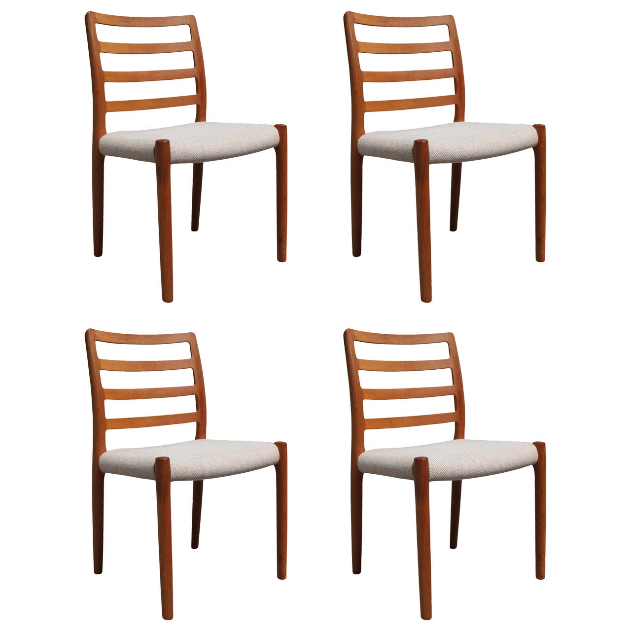 Lovely Set of Four Teak JL Moller Danish Dining Chairs