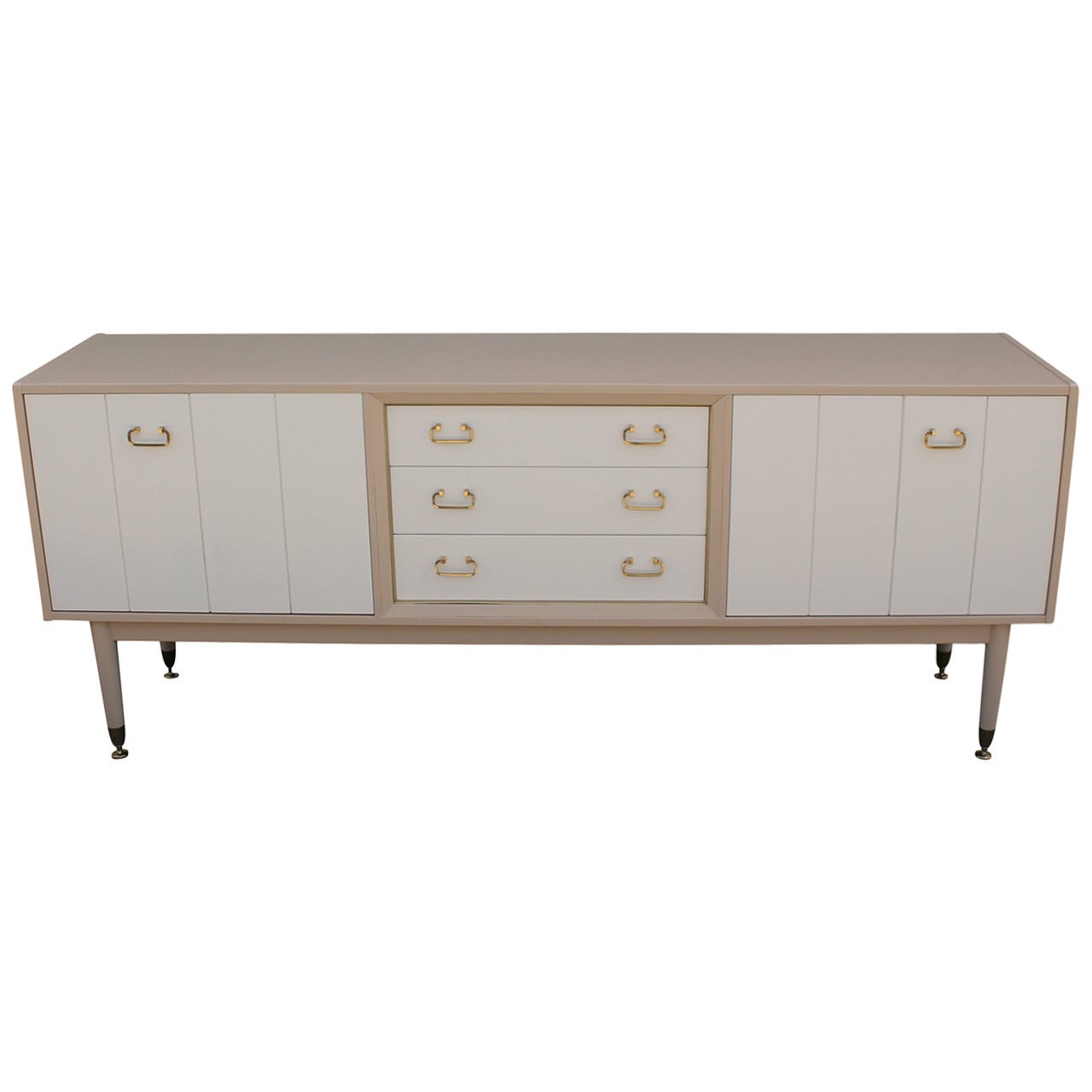 Beautiful Tone on Tone Cream Lacquered Brass Sideboard