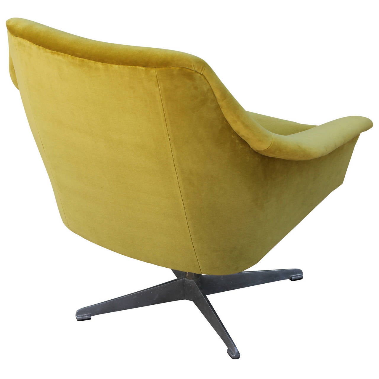 Pair of Swedish Velvet Swivel Chairs at 1stDibs