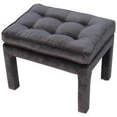 Grey Velvet Tufted Parsons Style Ottoman