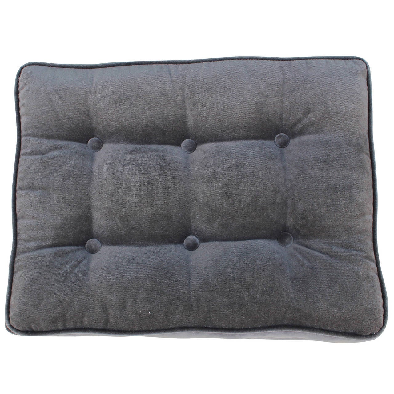 North American Grey Velvet Tufted Parsons Style Ottoman