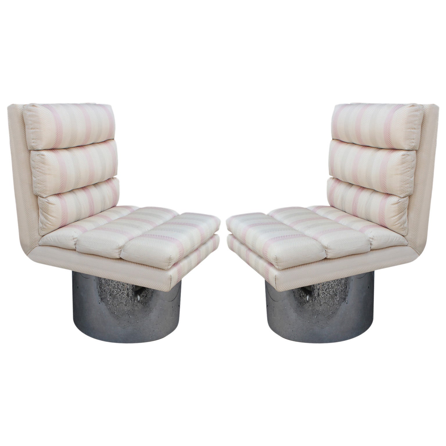 Amazing Modern Swivel Lounge Chairs on Chrome Barrel Bases