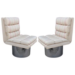 Amazing Modern Swivel Lounge Chairs on Chrome Barrel Bases