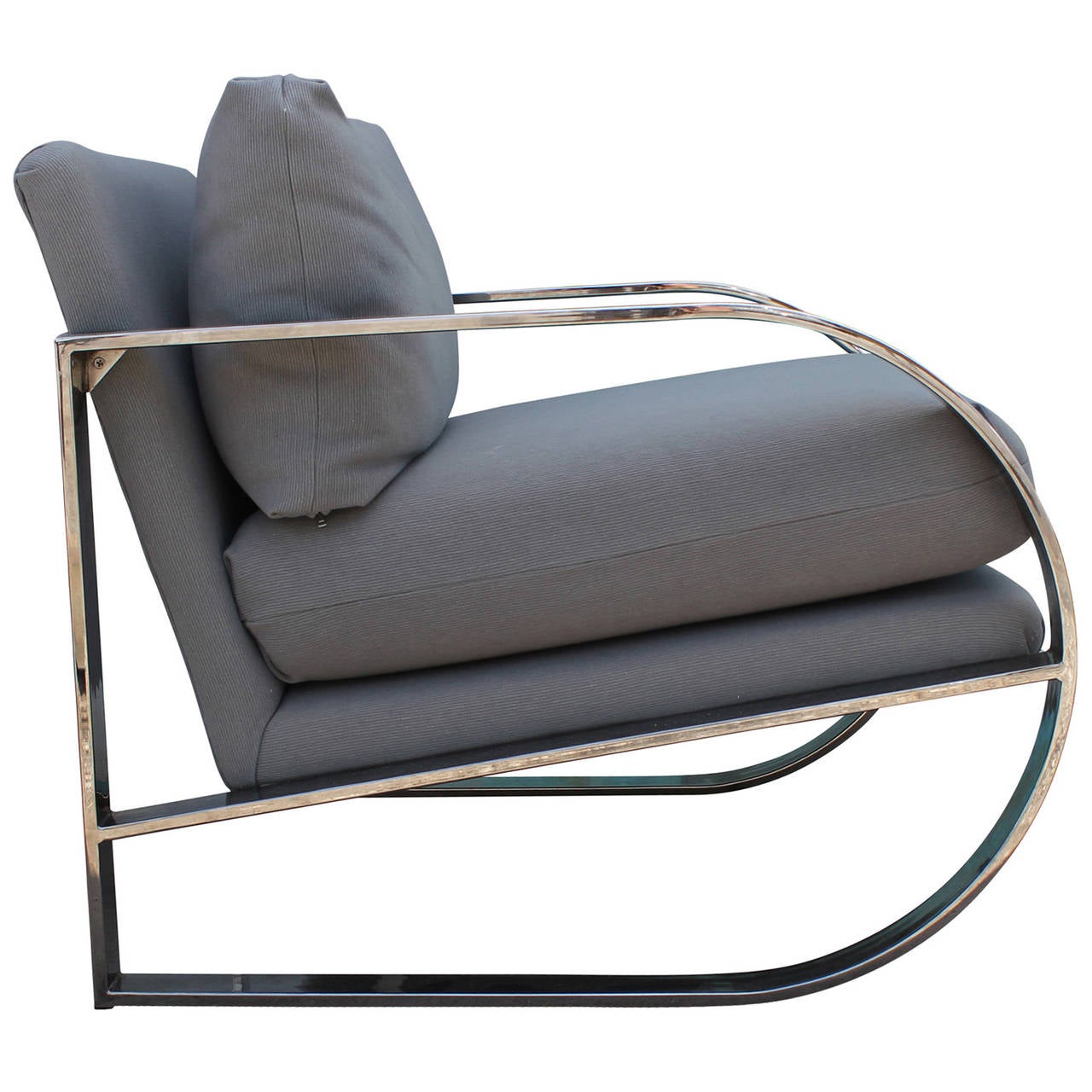 American Pair of Large Chrome Lounge Chairs