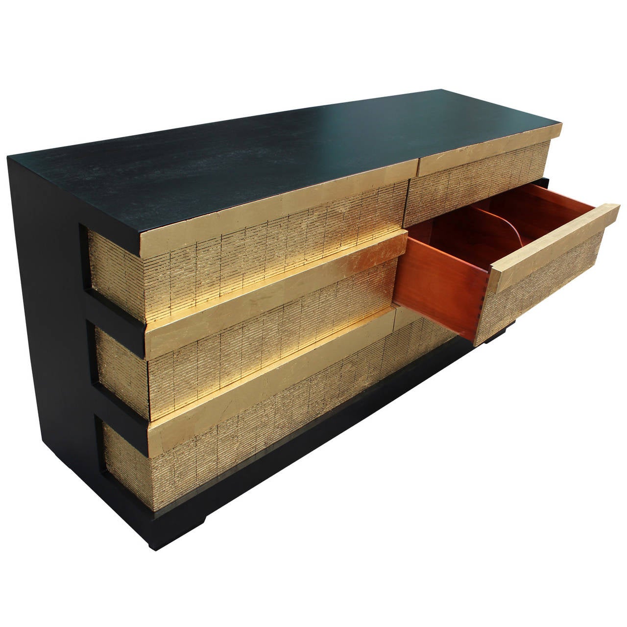 Marvelous Gold Leaf Dresser With Ebonized Details at 1stDibs