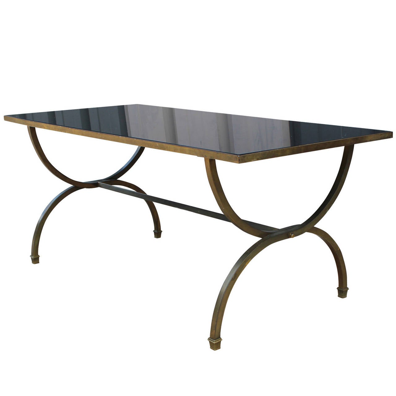Hollywood Regency Style Black Glass And Brass Coffee Table For Hollywood Regency Style Black Glass And Brass Coffee Table For