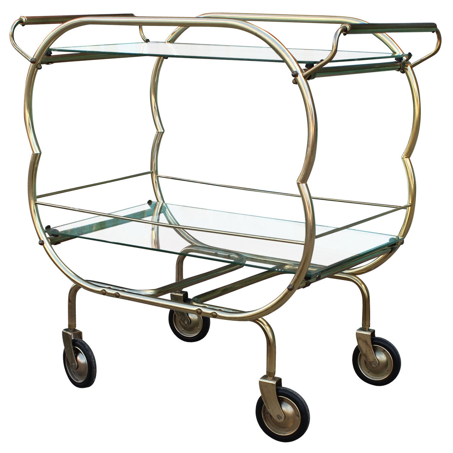 Brass and Glass Bar Cart at 1stDibs