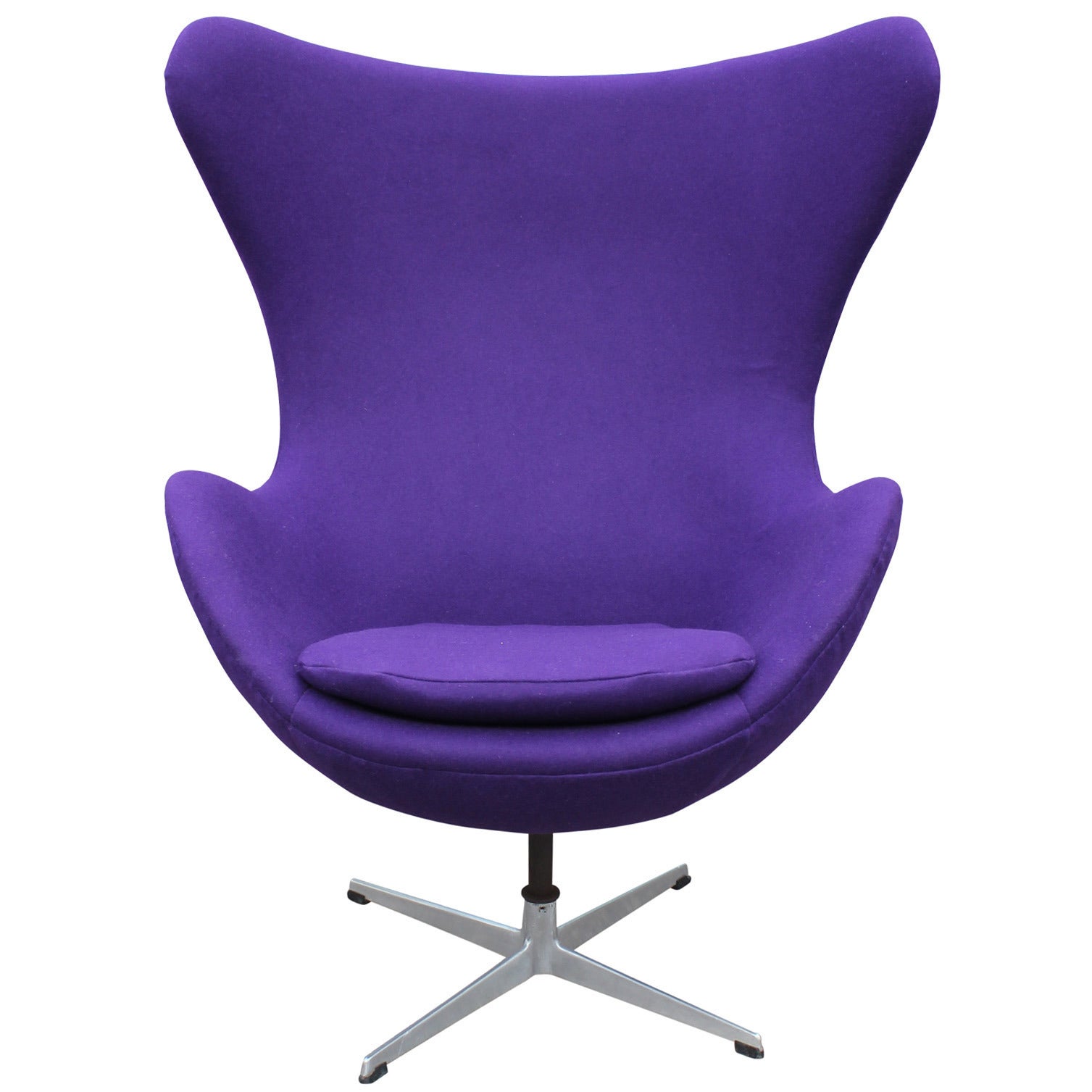 Modern Arne Jacobson Egg Chair in Royal Purple Danish Divina Wool