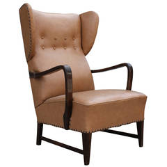 Sculptural Italian Paolo Buffa Style Wingback Chair