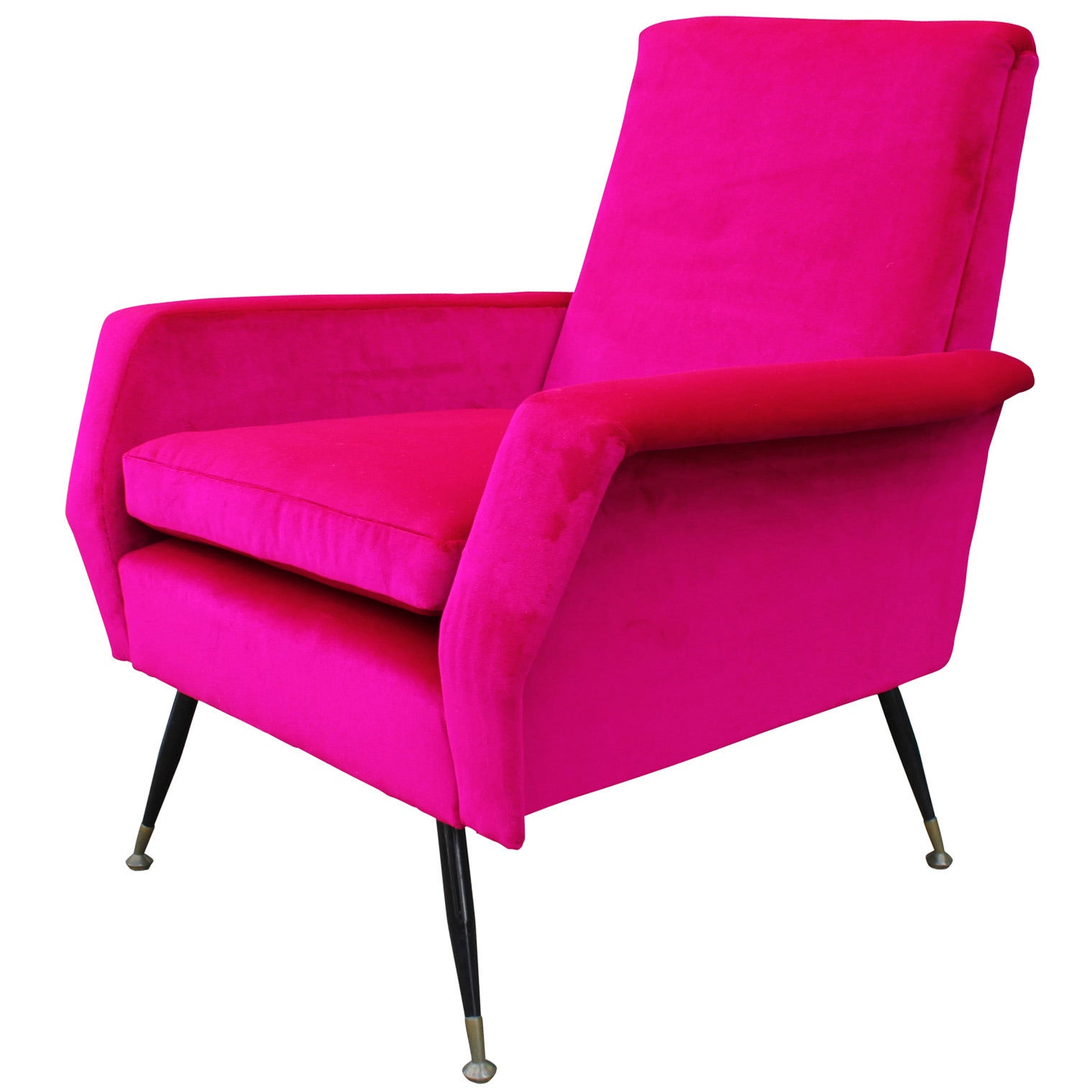 Incroyable chaise longue italienne en velours rose vif
