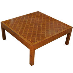 Gorgeous Mid Century Modern Inlaid Parsons Style Cocktail or Coffee Table
