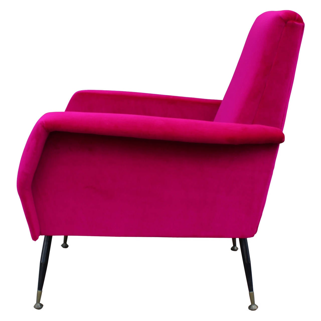 Mid-Century Modern Incredible Bold Pink Velvet Italian Lounge Chair