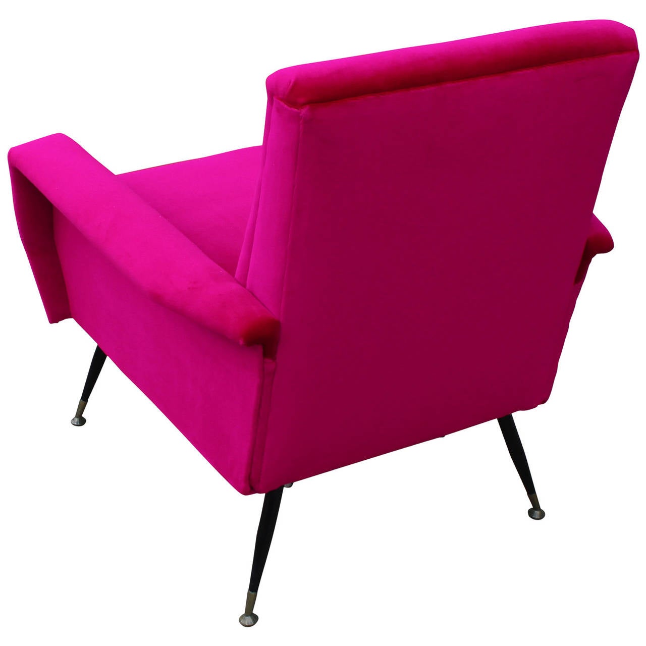 Incredible Bold Pink Velvet Italian Lounge Chair In Excellent Condition In Houston, TX