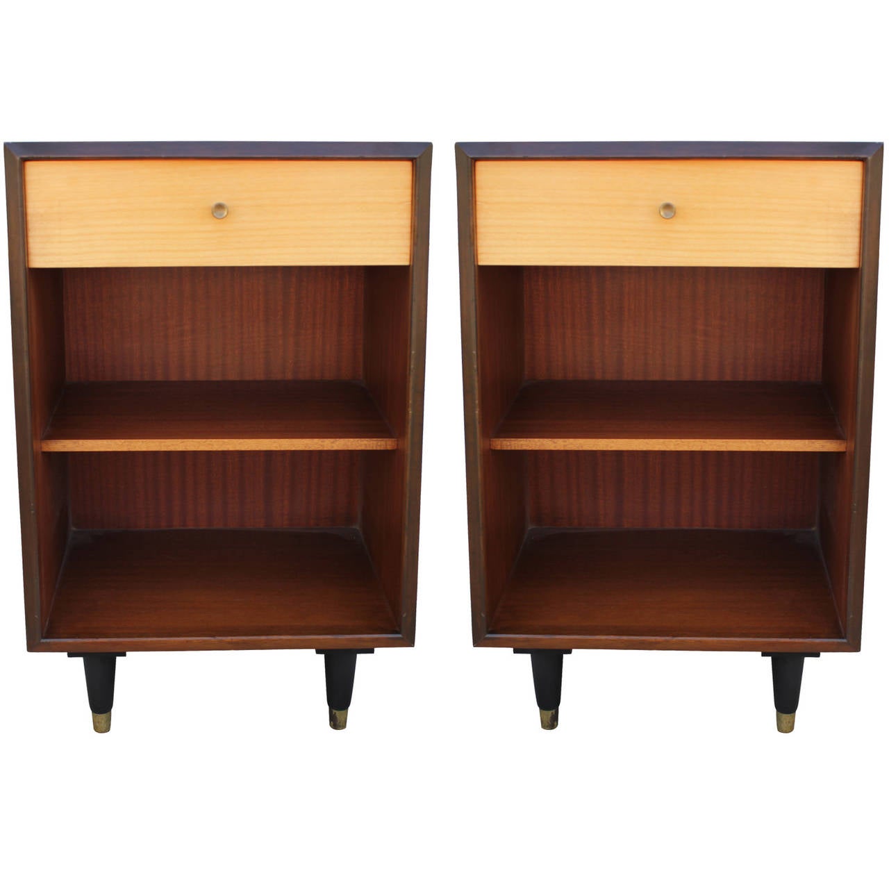 Pair of TwoTone Nightstands at 1stdibs