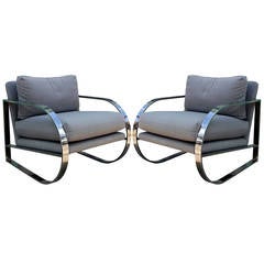 Pair of Large Chrome Lounge Chairs