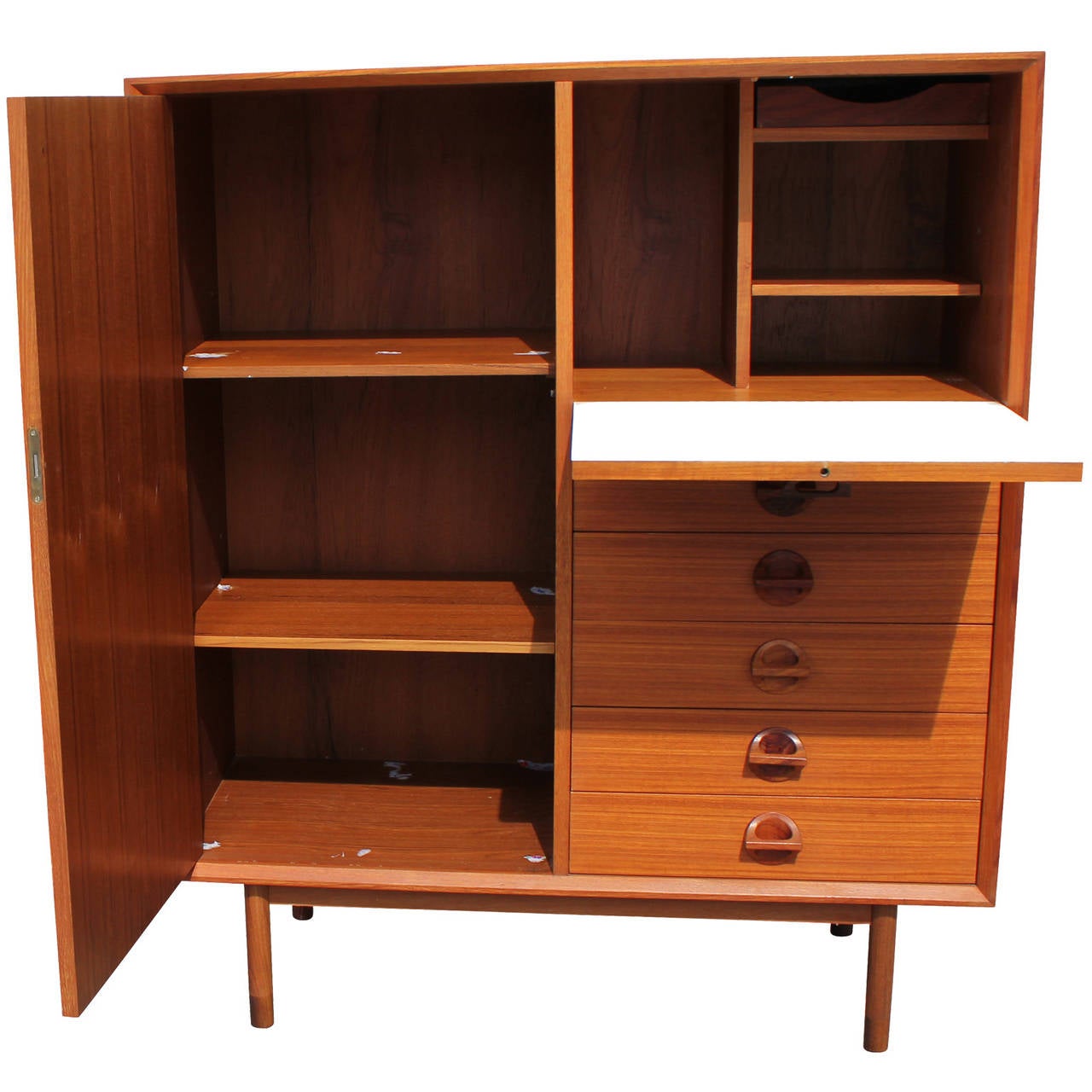 Italian Teak Gentleman's Chest with Rosewood Handles at 1stdibs