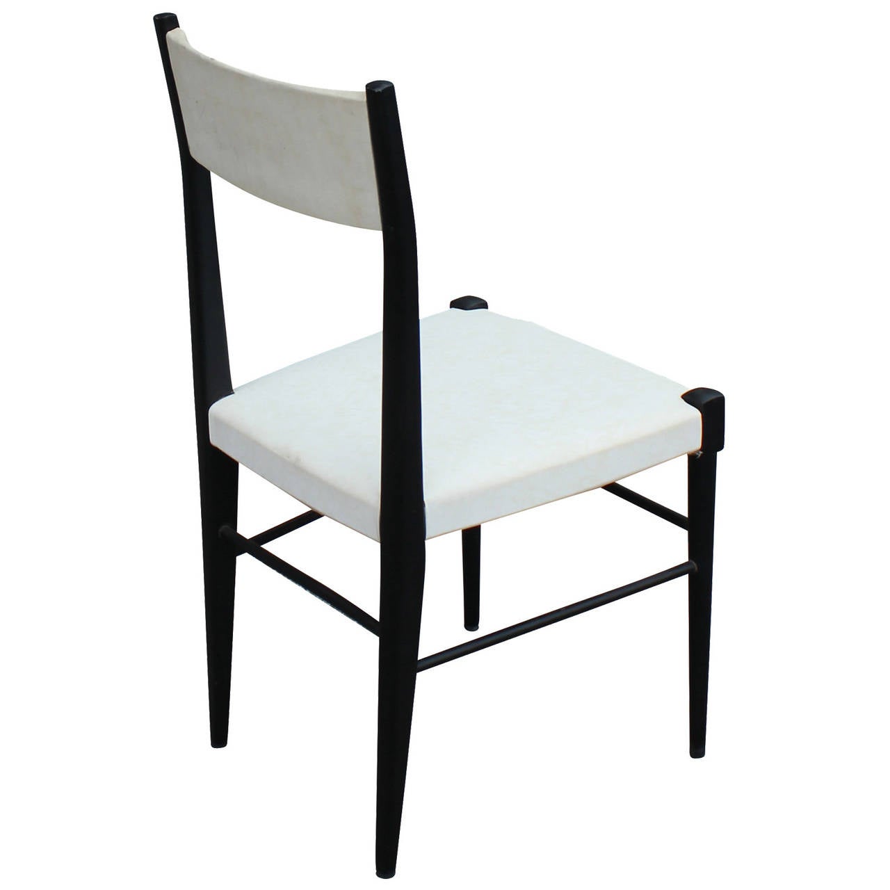 Set of Six Modern White Vinyl Italian Dining Chairs In Good Condition In Houston, TX