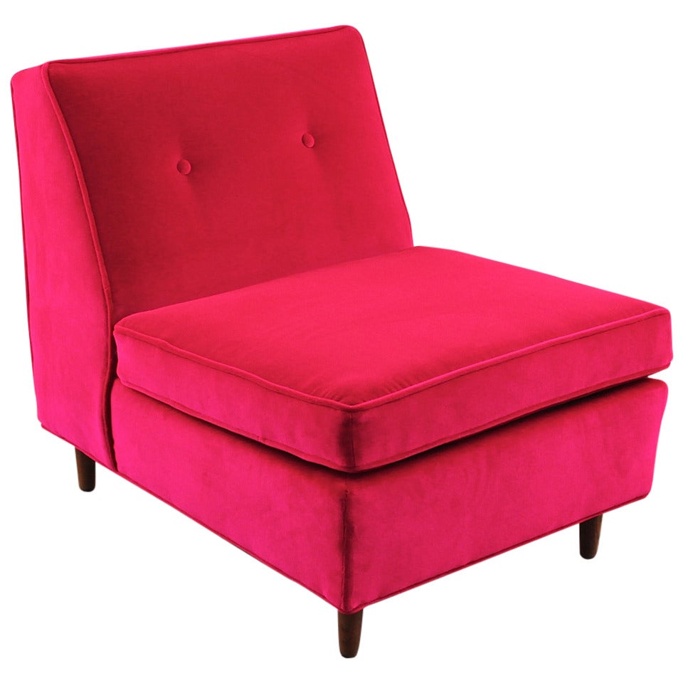 Vibrant 1960s Velvet Slipper Chair