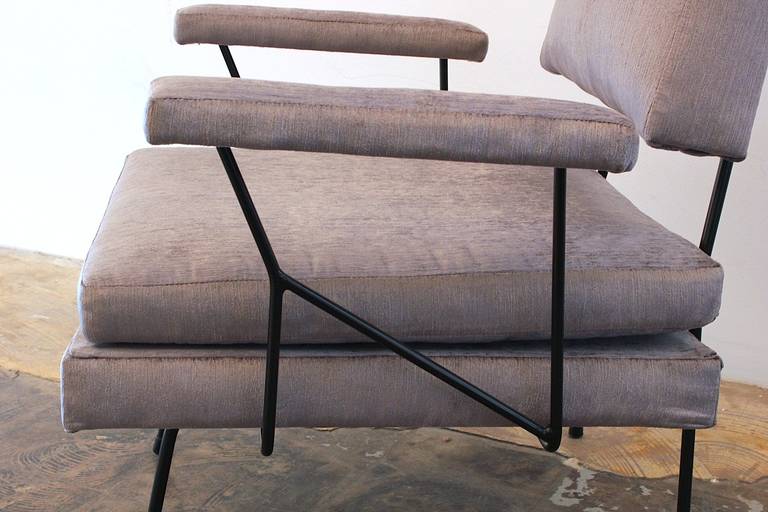 Fabric Sleek Pair of Restored 1950s Italian Side Chairs