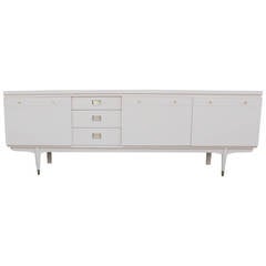 Luxe Neutral Tone Lacquered and Brass Sideboard
