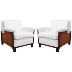 Pair of Lovely Saporiti Style Lounge Chairs