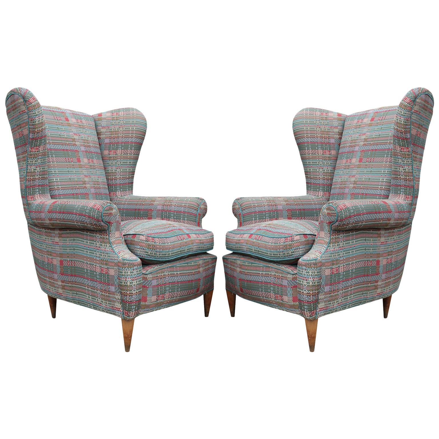 Gorgeous Pair of Mid-Century Modern Italian Wingback Lounge Chairs