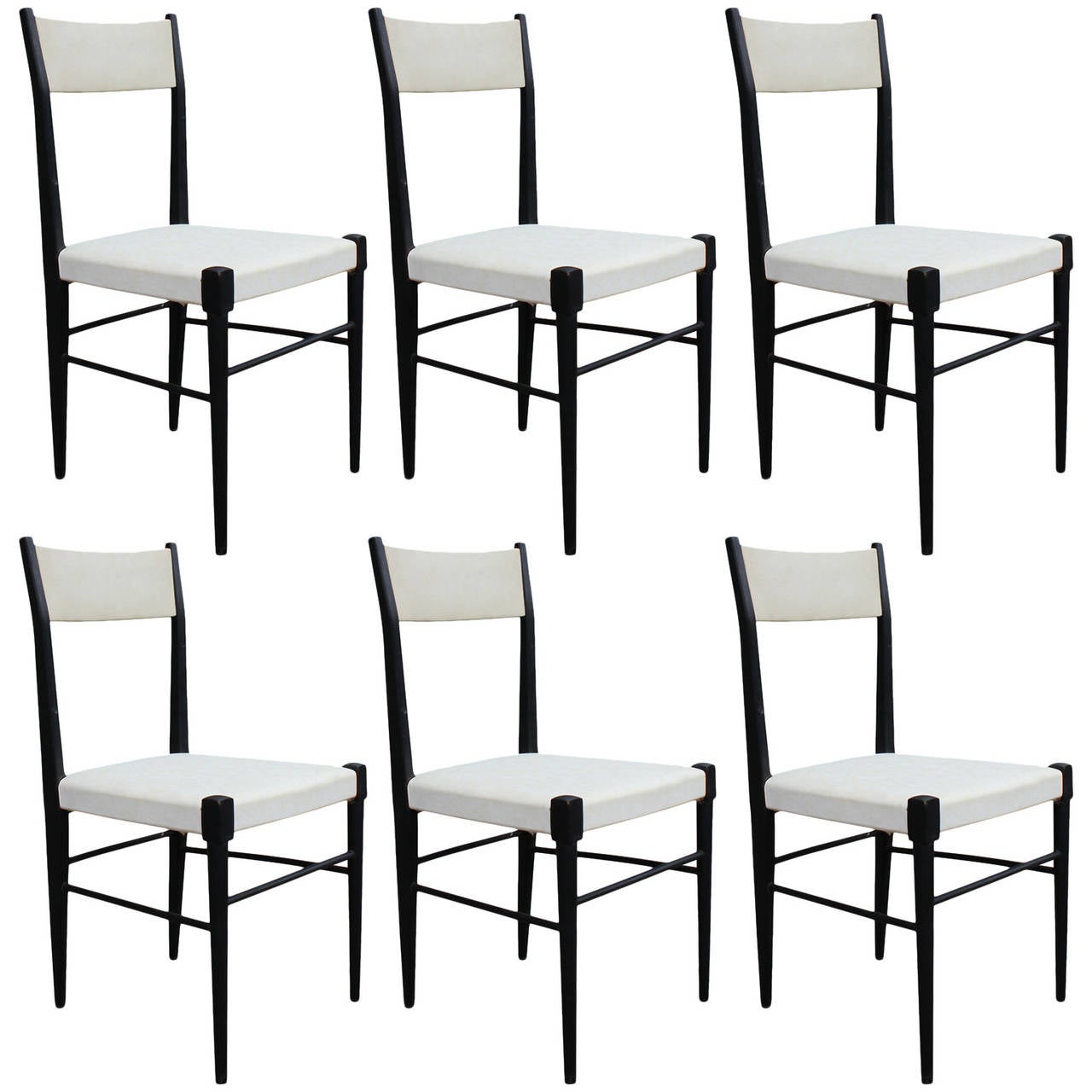 Set of Six Modern White Vinyl Italian Dining Chairs For Sale at 1stdibs