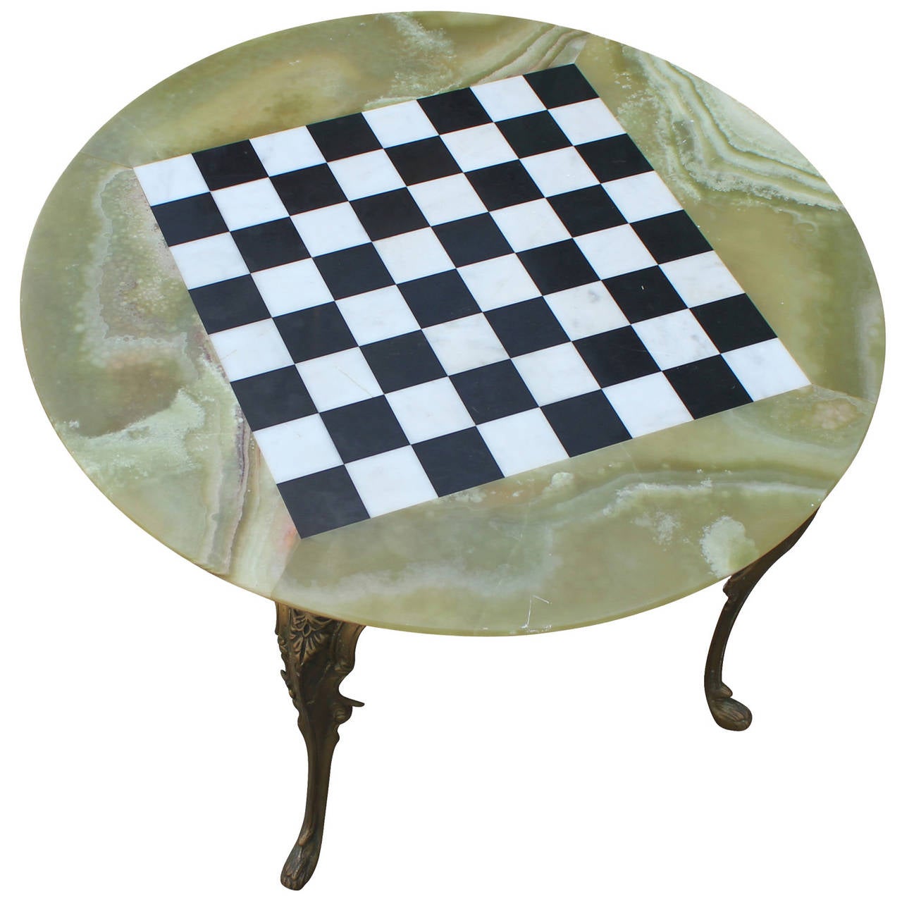 European Onyx and Brass Occasional Game Table