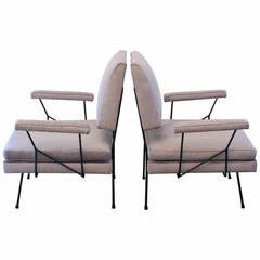 Sleek Pair of Restored 1950s Italian Side Chairs