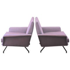 Sophisticated Pair of 1950s Italian Purple Lounge Chairs