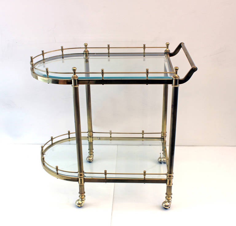 Superb Brass, Hollywood Regency Style Serving Bar Cart