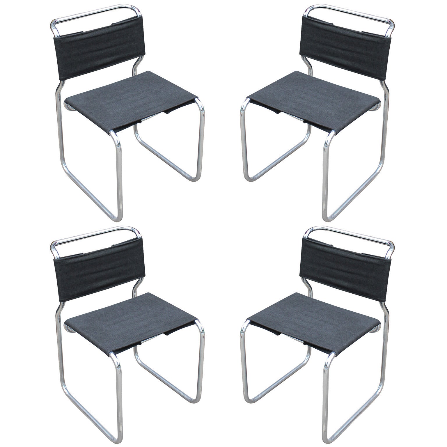 Set of Four Zographos Chrome Dining Chairs