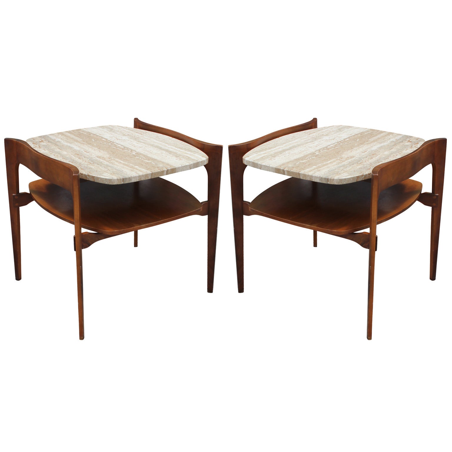 Pair of Travertine Side Tables by Bertha Schaefer