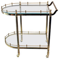 Superb Brass, Hollywood Regency Style Serving Bar Cart