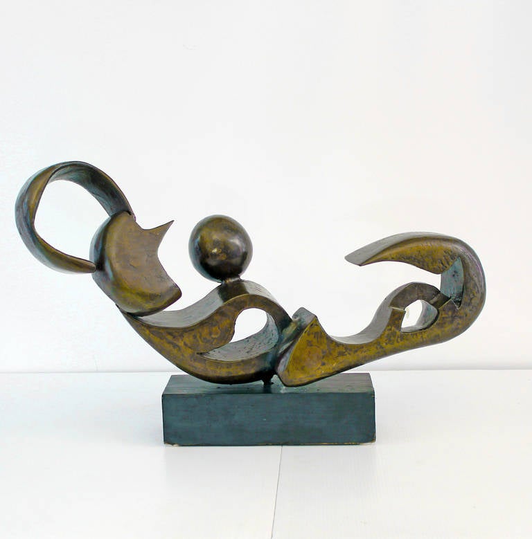 20th Century Drago Marin Cherina Bronze Abstract Sculpture