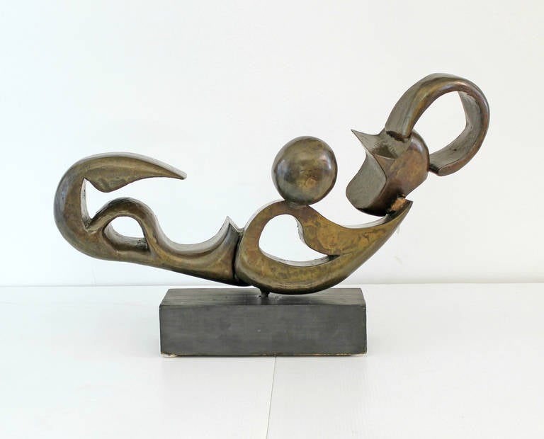 Croatian Drago Marin Cherina Bronze Abstract Sculpture