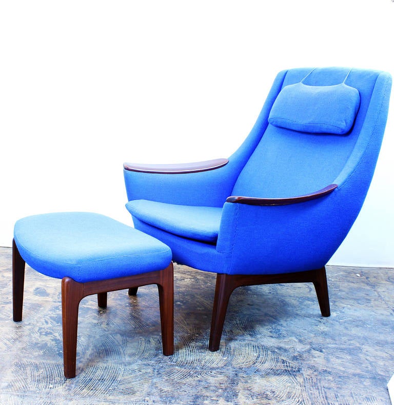 Norwegian Stunning Modern Lounge Chair and Ottoman by LK Hjelle or Gerhard Berg