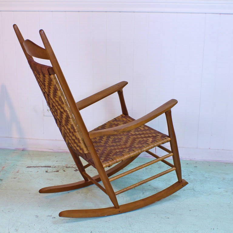 Superb Danish Style Custom Rocking Chair with Woven Seat at 1stDibs ...