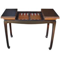 Vintage Modern Walnut Backgammon Game Table